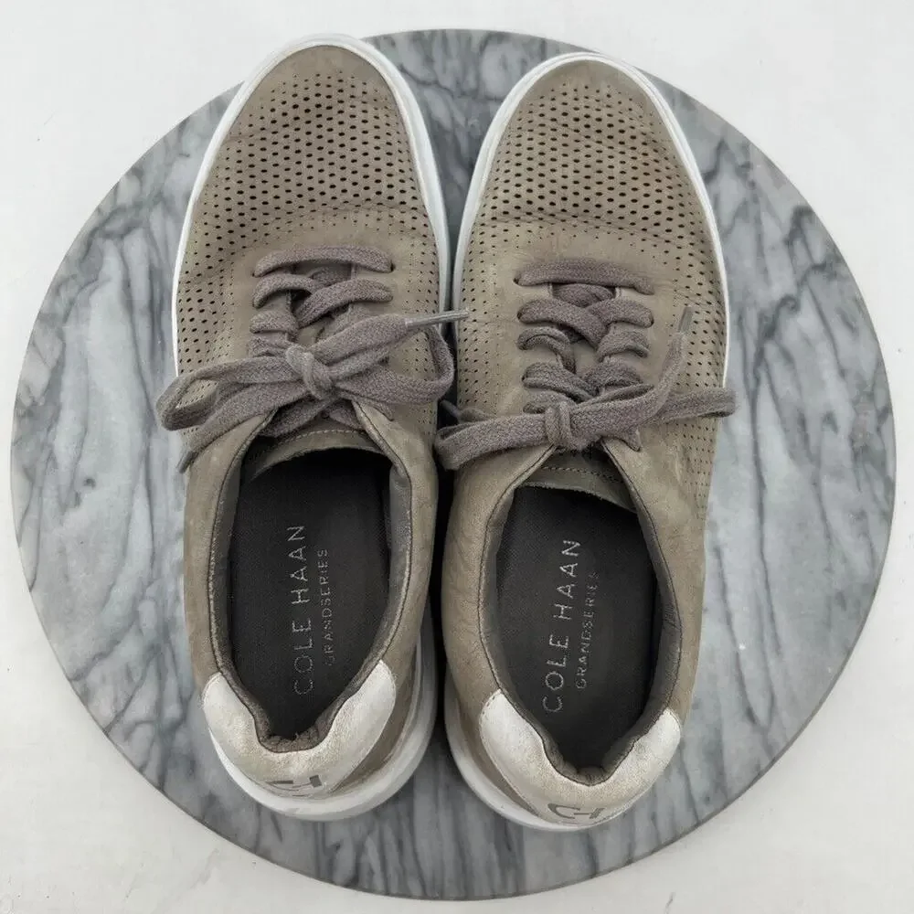 Cole Haan Mens‎ 8 Sneakers Mushroom Grey Nubuck GrandPrø Rally Laser Cut Shoes